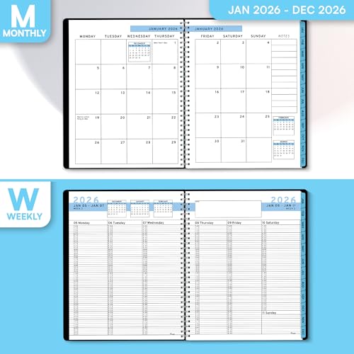 Ensight 2026 Appointment Book and Planner 8.5" x 11" Large Hourly Weekly Daily Schedule Book with Tabs, 15 Minute Time Slots, Blue Calendar Organizer Jan 2026–Dec 2026 Appointment Planner - Blue - Image 4