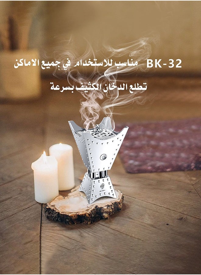 عود بخور مبخرة كهربائية طراز جديد 2024 مبخرة معدنية بقدرة 2500 مللي أمبير في الساعة مبخرة للعلاج بالروائح - فضي  - Image 5