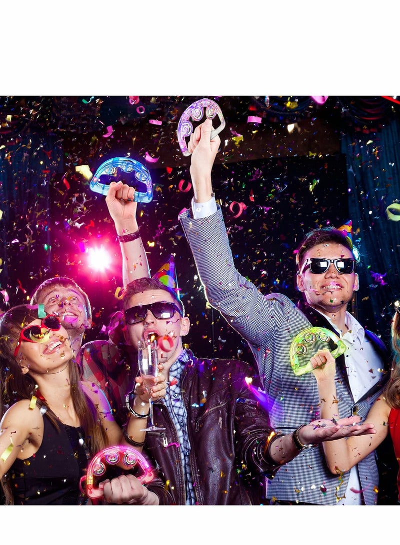 SYOSI Light Up Tambourine, LED Tambourine Musical Flashing Tambourine Handheld Percussion Instrument, Ring Metal Jingles Percussion Musical Educational Hand Instrument, Party Kids Games (4 PCS) - Image 5