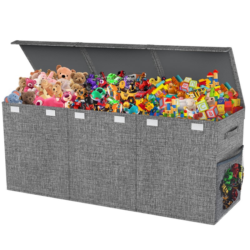 Mabahoo Extra Large Toy Box Chest with Lids Collapsible Sturdy Kids Toy Storage Organizer Boxes for Boys Girls 40x14x16 Toybox Storage Bins Basket for Living Room Bedroom Nursery Gray - Image 2