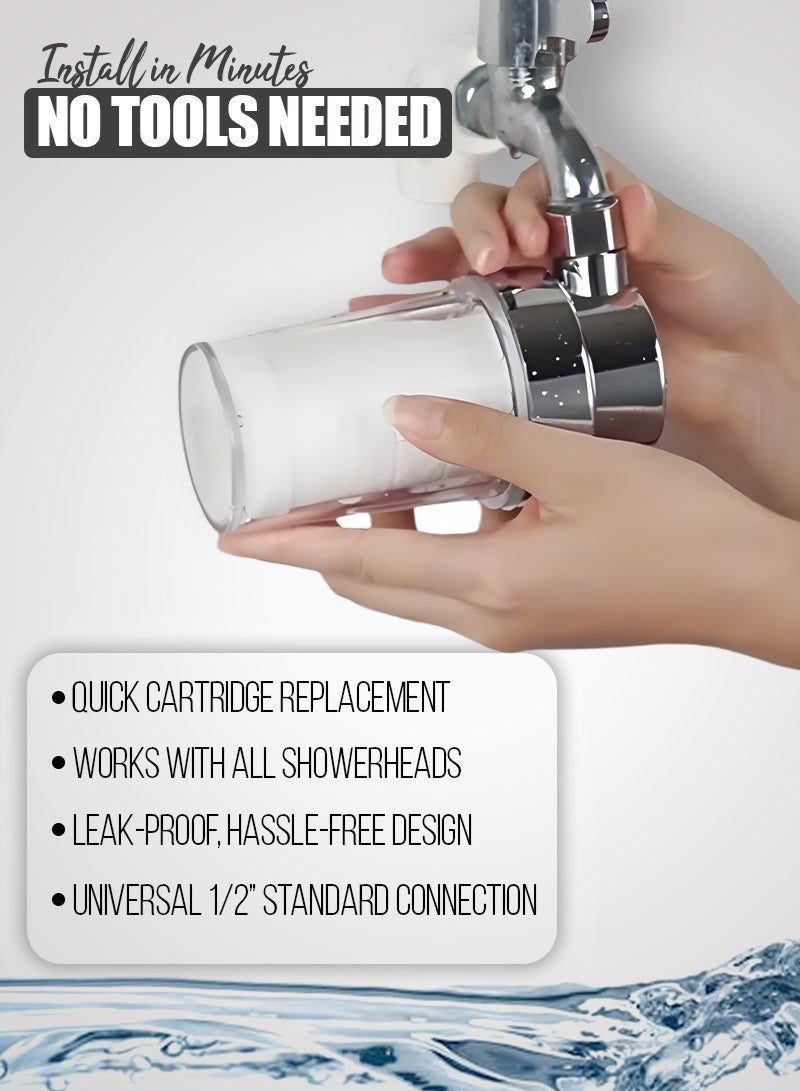 فلتر دش للمياه العسرة، فلتر دش عالي الأداء بـ25 مرحلة لإزالة الكلور والفلورايد، منعم مياه عام للحمام لحماية البشرة والشعر، خرطوشة متعددة الطبقات مع الفحم النشط - Image 3