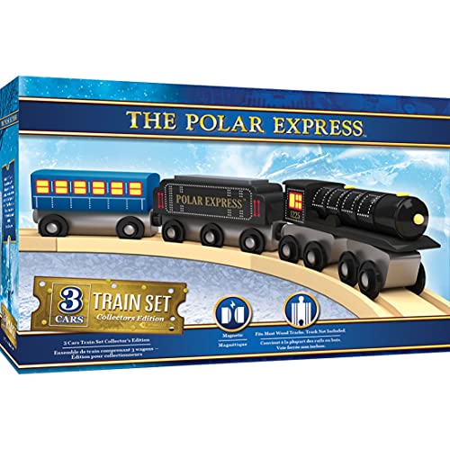 Masterpieces The Polar Express Train 3 Piece Set Officially Licensed Collectors Edition Toy Wooden Magnetic Engine and Cars Kids Toddlers Boys and Girls Ages 3 - Image 1