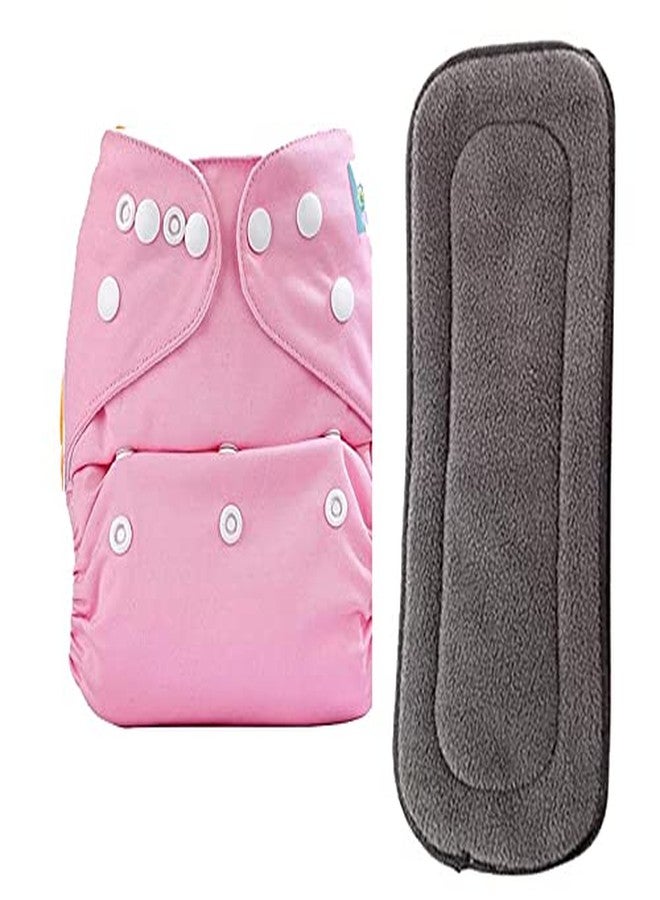 Mopslik - Reusable Adjustable Washable button Cloth Diaper with 5 Layered Insert (Pink) - Image 1