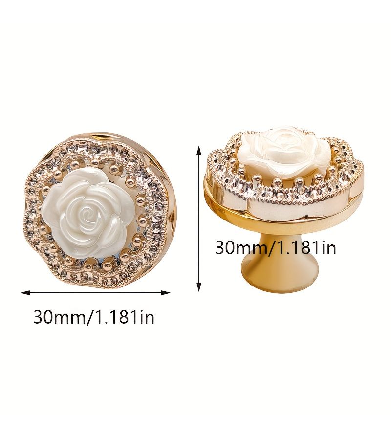 8pcs Black Flower Silver Base Floral Dresser Drawer Knobs with Screws for Cabinet Kitchen Furniture - Image 2