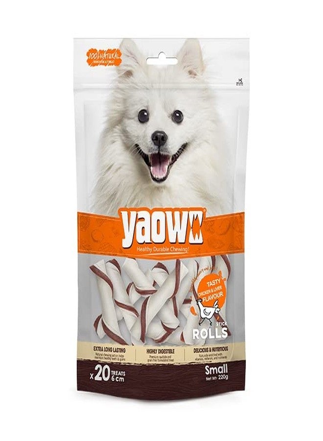 VETECURA Yaowo DogsNCats All Natural Dog Rawhide Bones with Chicken Inside, 100% Digestible, Promotes Healthy Teeth Strong Bones and Joints, 2.5` Stick Roll 220 Gm (Pack of 1),All Life Stages - Image 2