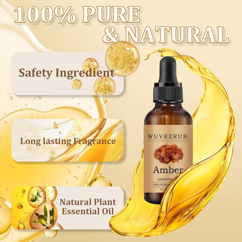 زيت العنبر العطري 30 مل - زيوت طبيعية ونقية 100% لموزع العلاج العطري - 1 أونصة سائلة/عنبر - Image 2