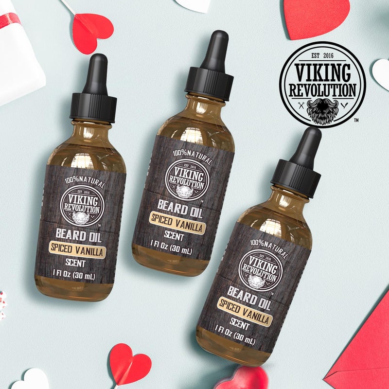 Viking Revolution Beard Oil for Men - All Natural Beard Oil Spiced Vanilla Scent with Argan Oil & Jojoba Oil Beard Conditioner and Softener - Strengthens Beards and Mustaches for Men (2 Pack) - Image 3