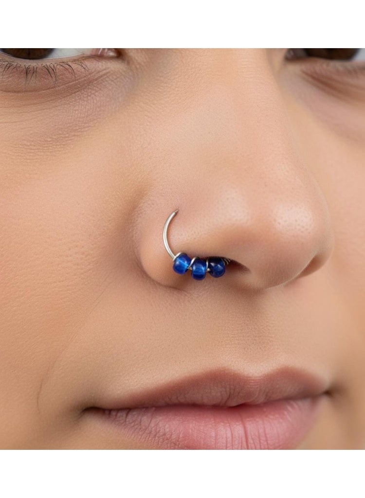 Spaceshoop Nose Ring Hoop Stainless Steel Wire Wrapped Nose Piercing Nose Jewelry for Women Various Colors and Styles Handmade Boho Beaded Piercing Accessory - Image 2