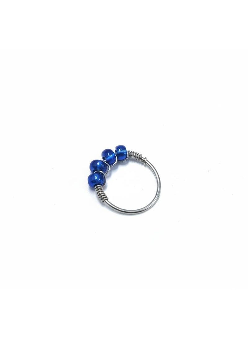 Spaceshoop Nose Ring Hoop Stainless Steel Wire Wrapped Nose Piercing Nose Jewelry for Women Various Colors and Styles Handmade Boho Beaded Piercing Accessory - Image 1