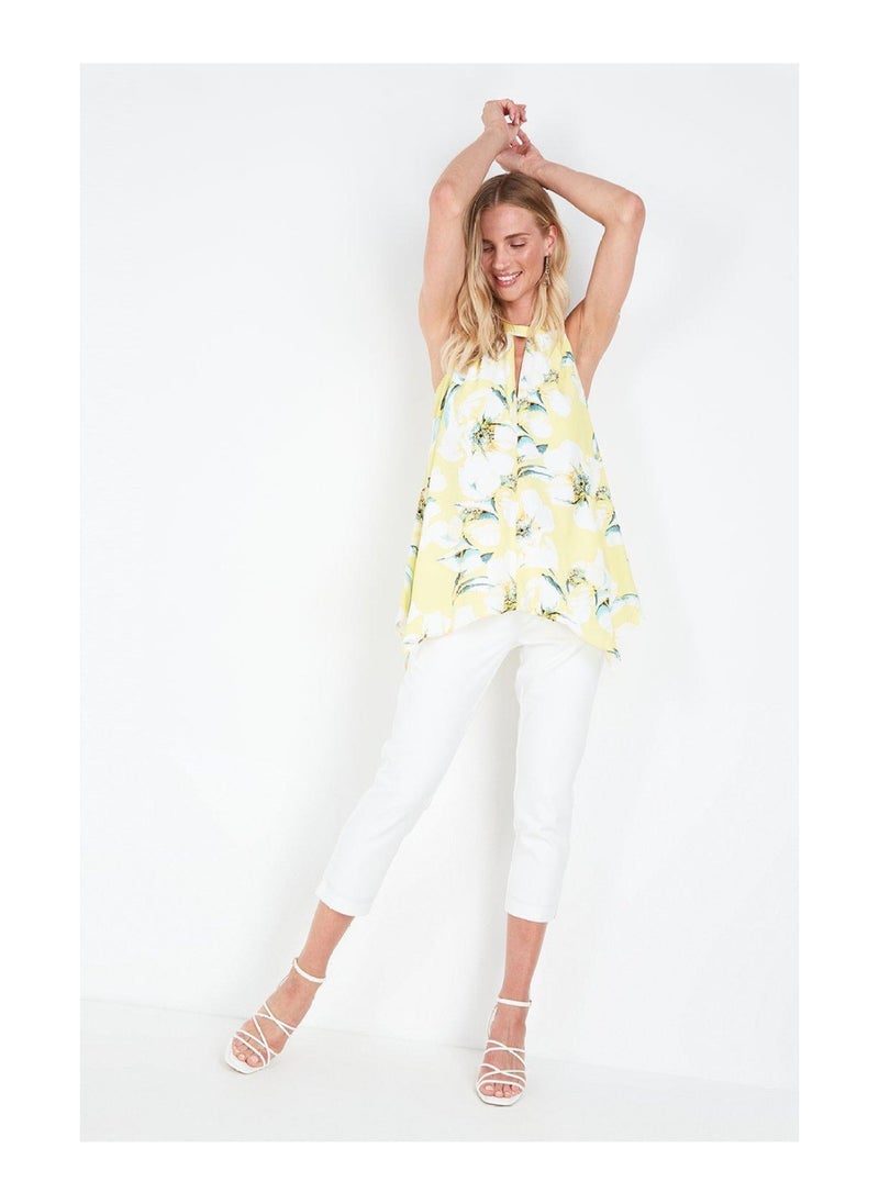 Wallis - Yellow Bloom Wrap Halter Top - Image 1