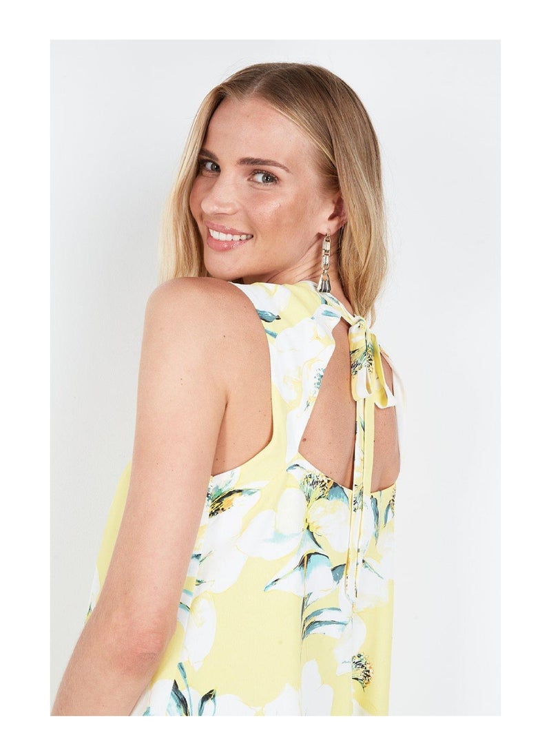 Wallis - Yellow Bloom Wrap Halter Top - Image 1