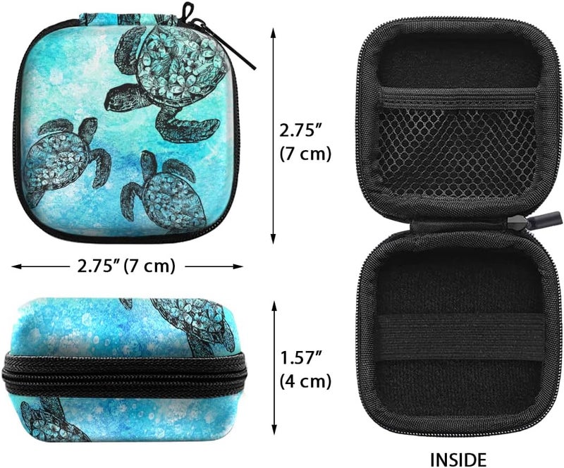 WIRESTER Portable Wireless Headphone Case, Earphone Storage Bag Carrying Case, Earbud Holder with Black Carabiner Compatibe with Apple Airpods - Ocean Sea Turtles - Image 2