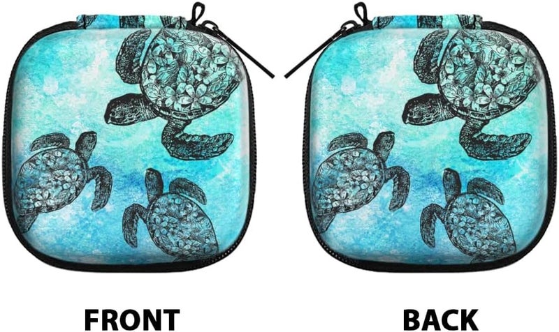 WIRESTER Portable Wireless Headphone Case, Earphone Storage Bag Carrying Case, Earbud Holder with Black Carabiner Compatibe with Apple Airpods - Ocean Sea Turtles - Image 1