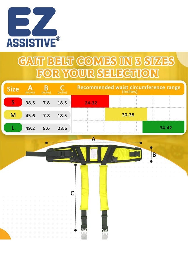 EZ Assistive Gait Belt with Padded Handles & Leg Straps for Seniors, Medical Gate Belt Transfer Belts with Buckle for Elderly Walking (Medium) - Image 2