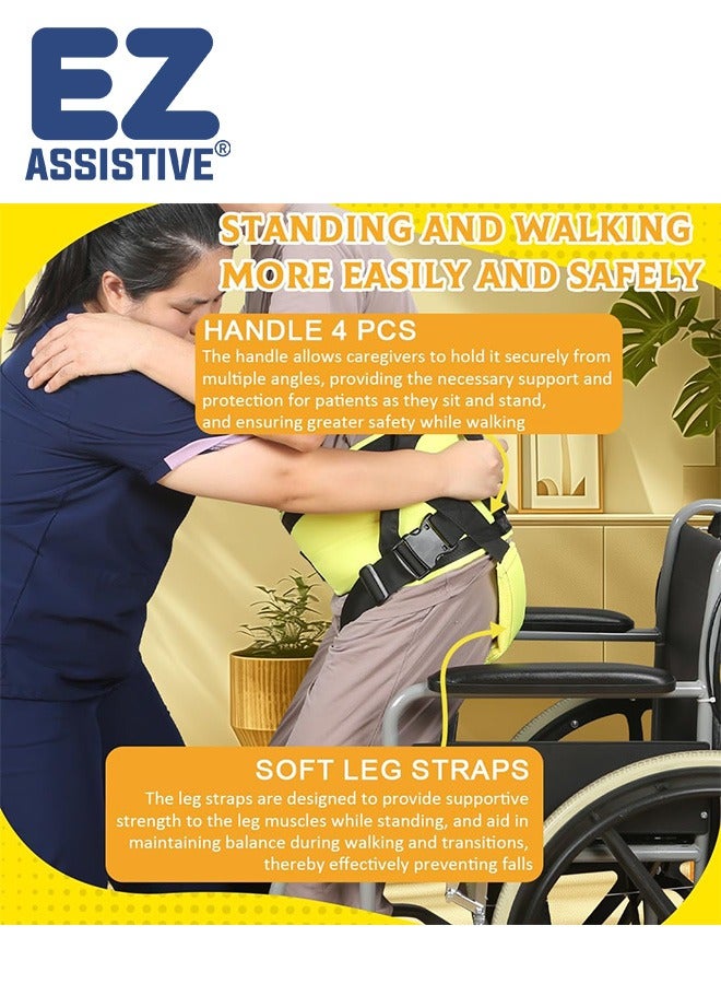 EZ Assistive Gait Belt with Padded Handles & Leg Straps for Seniors, Medical Gate Belt Transfer Belts with Buckle for Elderly Walking (Medium) - Image 4