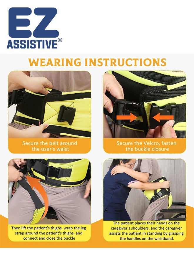 EZ Assistive Gait Belt with Padded Handles & Leg Straps for Seniors, Medical Gate Belt Transfer Belts with Buckle for Elderly Walking (Medium) - Image 5