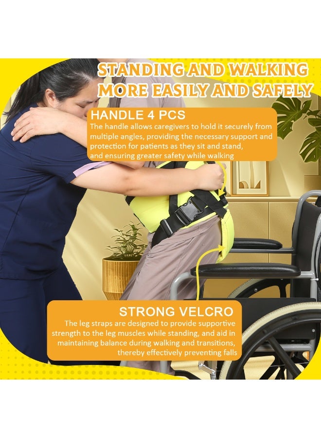 EZ Assistive Gait Belt with Padded Handles & Leg Straps for Seniors, Medical Gate Belt Transfer Belts with Buckle for Elderly Walking (Medium) - Image 3