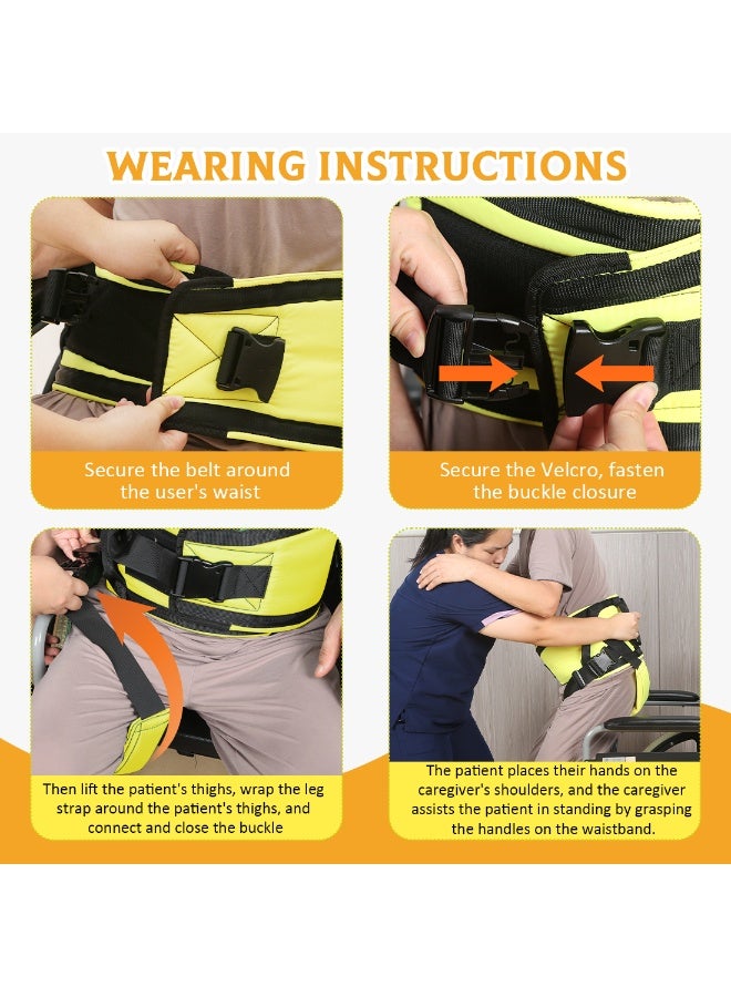 EZ Assistive Gait Belt with Padded Handles & Leg Straps for Seniors, Medical Gate Belt Transfer Belts with Buckle for Elderly Walking (Medium) - Image 2