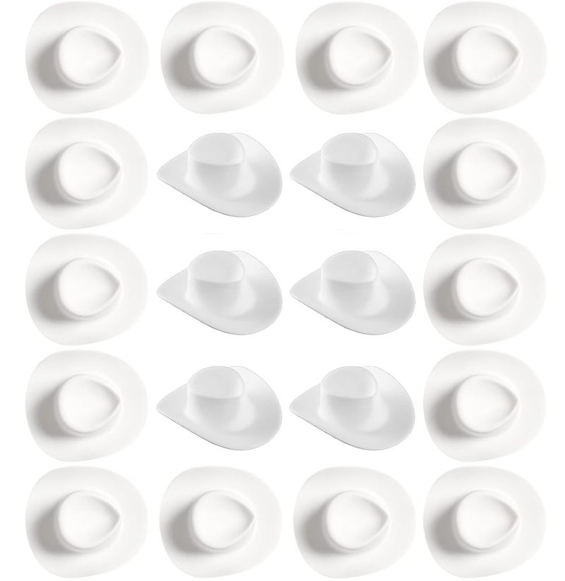 Phinicco 20 Pieces Plastic Mini Cowboy Hat for Crafts Mini Cowboy Hats Mini Sombrero Hats Drink Hat Cowgirl Hat Doll Hat Mini Cowgirl Hats for DrinksWhite - Image 3