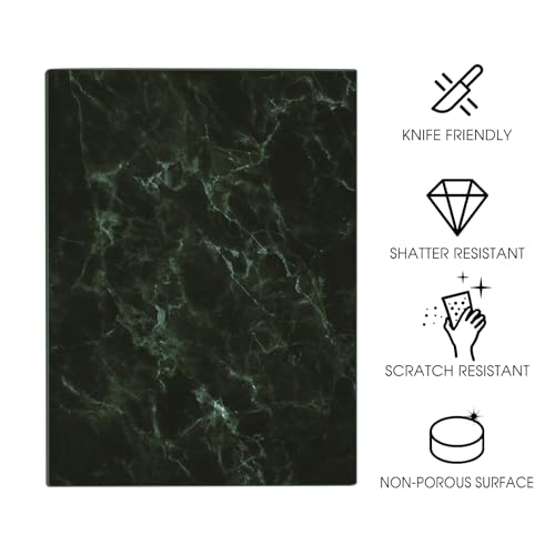 JAMBALAY Tempered Glass Cutting Board for Kitchen, 16"x12" Black Marble Glass Cutting Board with Design, Glass Chopping Board with Non Slip Feet, Heat & Shatter Resistant, Dishwasher Safe - Image 5