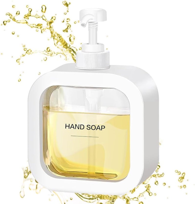 IDEA CHASERS Soap Dispenser,1Pack White Plastic Hand Soap Dispenser for Bathroom, 10 Oz Square Dish Soap Dispenser with Foaming Pump for Kitchen, Refillable Foam Pump Bottle with Labels - Image 1