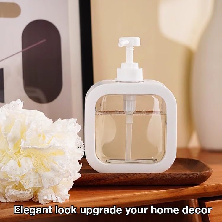 IDEA CHASERS Soap Dispenser,1Pack White Plastic Hand Soap Dispenser for Bathroom, 10 Oz Square Dish Soap Dispenser with Foaming Pump for Kitchen, Refillable Foam Pump Bottle with Labels - Image 2