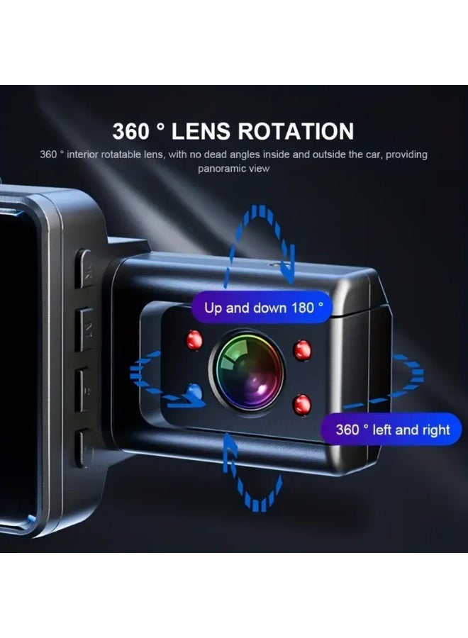 كاميرا اندفاعة عدسة مزدوجة للسيارات ، كاميرا أمامية وداخلية مع تسجيل حلقة ، رؤية ليلية ، زاوية واسعة ، مسجل فيديو ، 3 في ، 1080P - Image 3