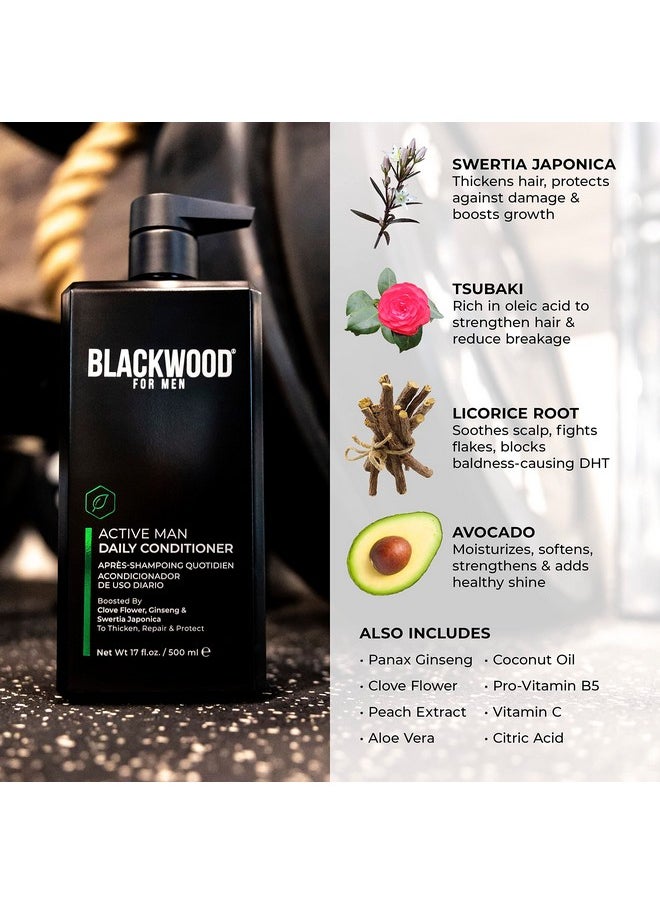 Blackwood For Men Active Man Daily Conditioner Men'S Vegan & Natural Thickening Conditioner For Hair Loss & Dandruff Deep Treatment For Shine Sulfate Free Paraben Free & Cruelty Free (17 Oz)  - Image 5