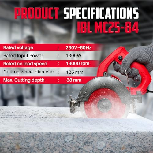 IBELL TOOLS IBELL Marble Cutter Mc25-84, 1300W, Copper Armature, 13000 Rpm, Disc Dia 125Mm, Max Cut Depth: 38Mm, Bevel And Depth Adjustable, Corded-Electric - Image 3
