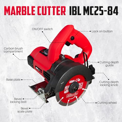 IBELL TOOLS IBELL Marble Cutter Mc25-84, 1300W, Copper Armature, 13000 Rpm, Disc Dia 125Mm, Max Cut Depth: 38Mm, Bevel And Depth Adjustable, Corded-Electric - Image 2