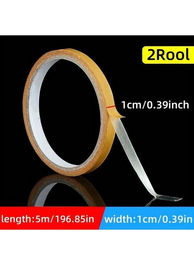 2 Rolls Double Sided Tape 1 cm x 19685 in Waterproof Non Slip Grid Transparent - Image 1