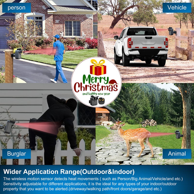 HTZSAFE Driveway Alarm- 1/2 Mile Long Range Wireless Driveway Alarm Weather Resistant Motion Sensor&Detector-DIY Security Alert System-Monitor&Protect Outdoor/Indoor Property - 1 Receiver and 1 Sensor - Image 3