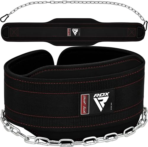 RDX Dip Belt for Weight Lifting Heavy Duty 36 Inch Adjustable Steel Chain Dipping Belt Chin Pull Ups Gym Training Bodybuilding Powerlifting Fitness Workout 6 Padded Neoprene Back Support Men Women - Image 1