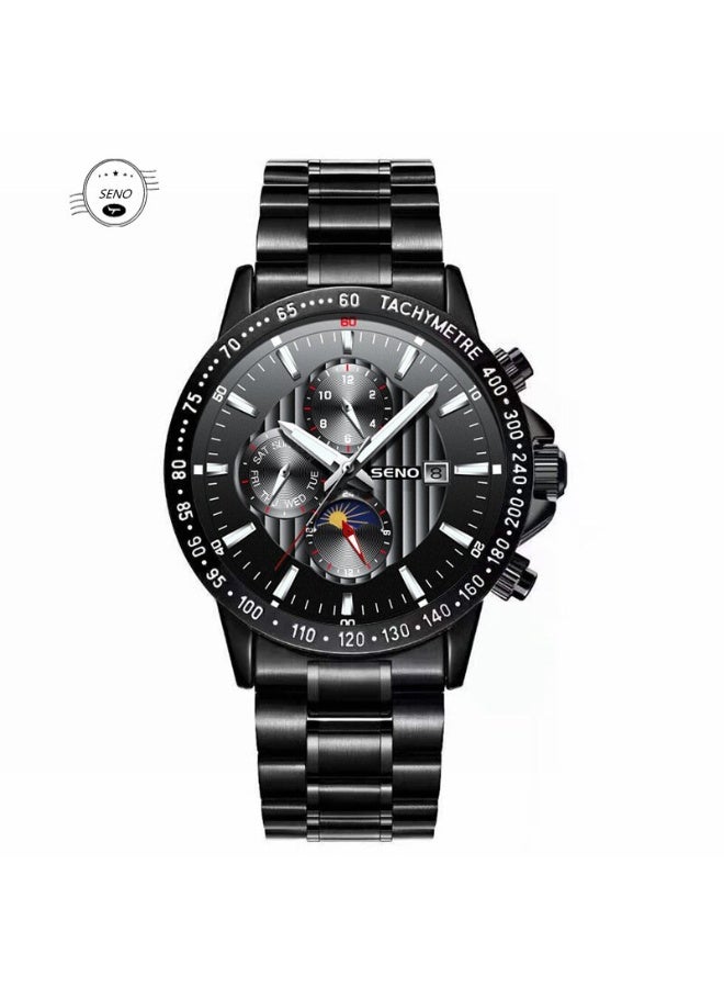 سينو SENO ساعة يد رجالية عصرية كوارتز مع تقويم ومؤشرات مضيئة ومقاومة للماء - Image 1