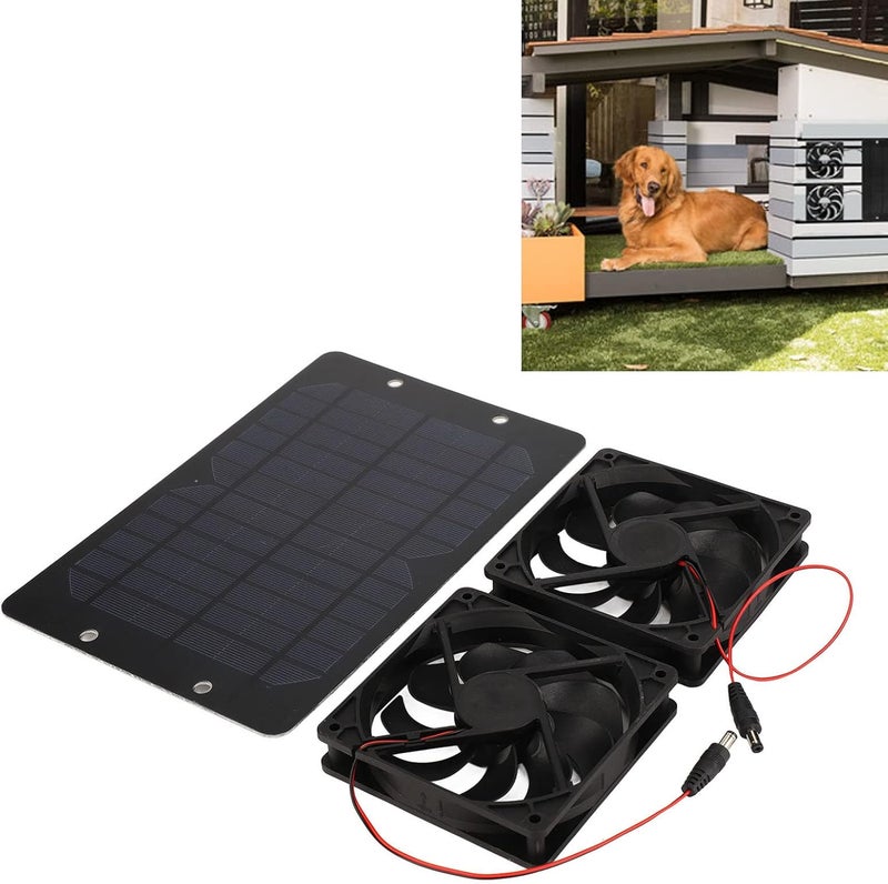 Jiawu Solar Panel Fan Kit, Waterproof Solar Powered Dual Fan 10W 12V Solar Exhaust Fan for Chicken Coop, Greenhouse, Attic, Dog House, Shed, Pet Houses, Window Exhaust, DIY Cooling Ventilation Projects - Image 2