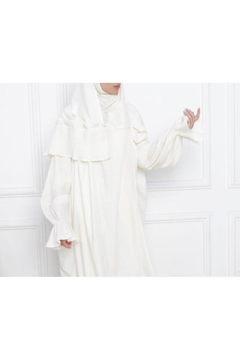 A very soft and comfortable one-piece prayer shawl that includes a scarf and covers the entire body in a one-size-fits-all, wide-fitting size. - Image 1