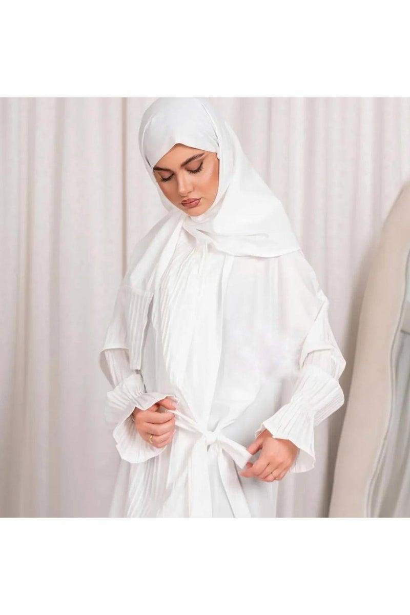 A very soft and comfortable one-piece prayer shawl that includes a scarf and covers the entire body in a one-size-fits-all, wide-fitting size. - Image 2