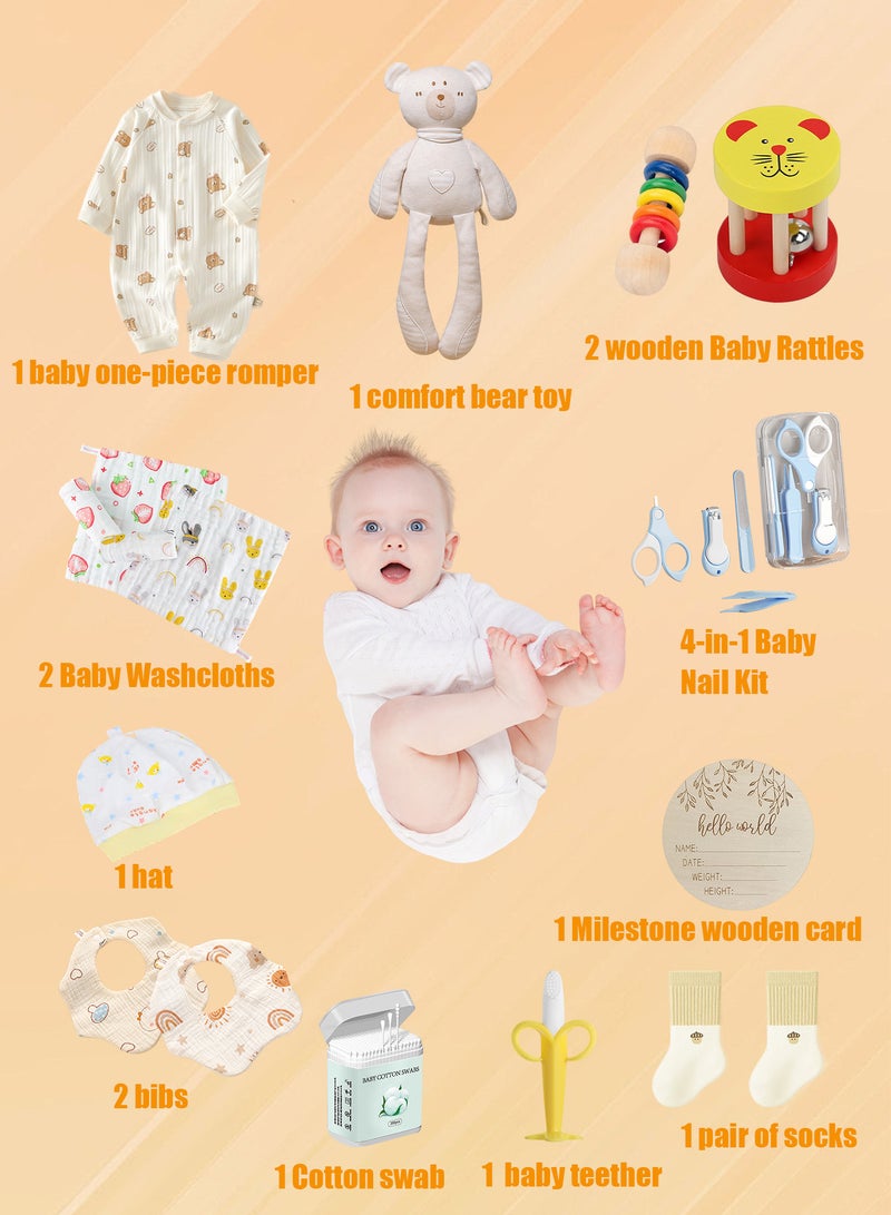 Splendors 15-in-1 Newborn Baby Gift Set Unisex Newborn Baby Boys Gifts Set Newborn Baby Girls Gifts Set Infant Newborn Essentials Baby Gift Basket Pregnancy Gift Box Perfect Gift - Image 3