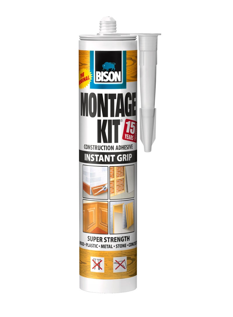 Bison Montage Kit Instant Grip 350g - Universal, extra strong and flexible, filling, assembly, mounting, repair and construction adhesive, For Heavy duty applications - Image 1
