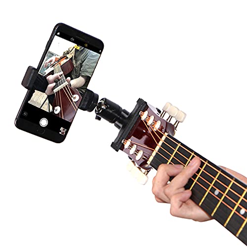 RockCheems Guitar Head Phone Holder Mount for Live Broadcast Teaching Video Recording Android and iPhone Compatible Guitar/Electric Guitar/Bass/Ukulele - Image 1