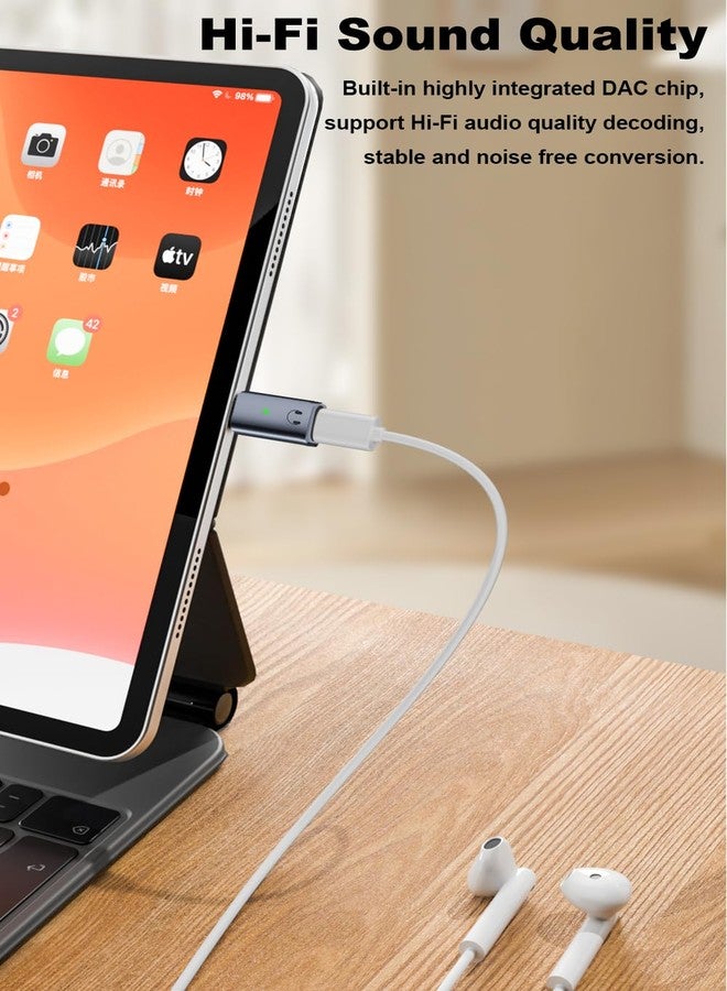AreMe USB C to Headphone Jack Adapter, Type C Male Converter for iPhone Wired Earbuds, iPhone 16/15 Series,iPad Air, Not Support Lavalier Microphone, Charging and Data (Grey) - Image 3