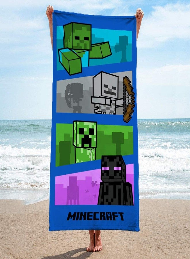 Jay Franco Minecraft Adventure is an Attitude Kids Bath/Pool/Beach Towel - Super Soft & Absorbent Fade Resistant Cotton Towel, Measures 28 x 58 inches (Official Minecraft Product) - Image 2