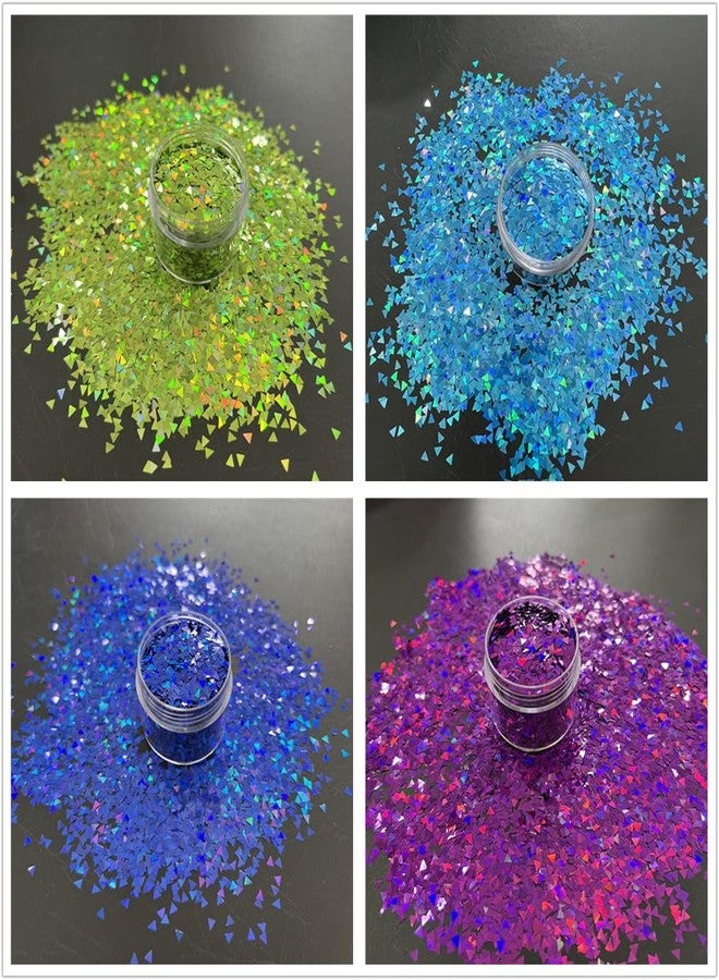 PrettyG DIY 12pcs Color Set Nail Sequins Laser Triangle Shape Glitter Flakes Manicure Art Decoration Accessories Tools LB-Triangle - Image 3