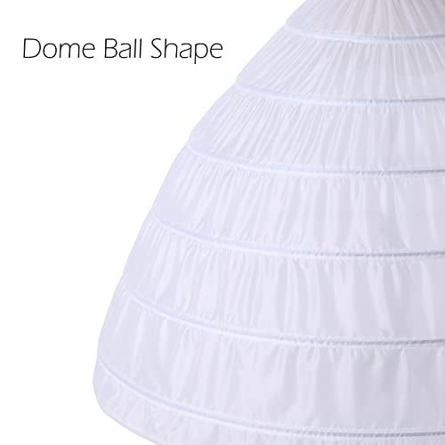 AWSALE Full A-line 6 Hoop Crinoline Petticoat Underskirt for Women Wedding Dress WPT146 White - Image 5