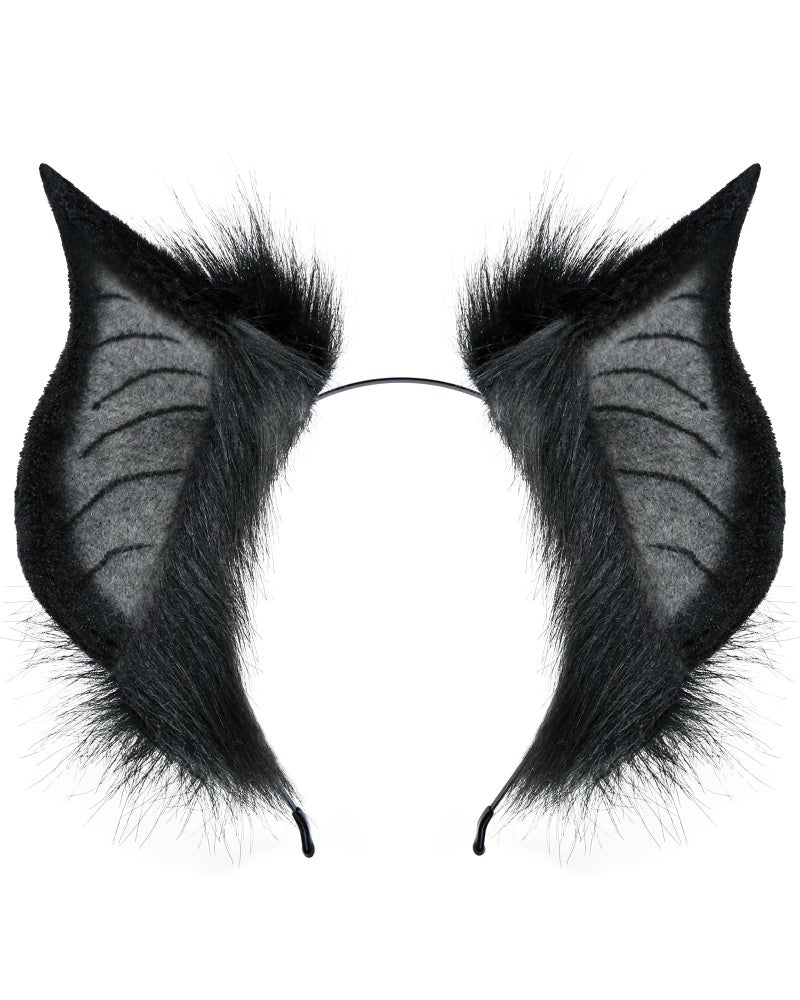 BNLIDES Handmade Bat Beast Ears Headband Adult Cosplay Costume Accessories for Halloween, Anime Con, Stage Performance (Black Grey) - Image 1