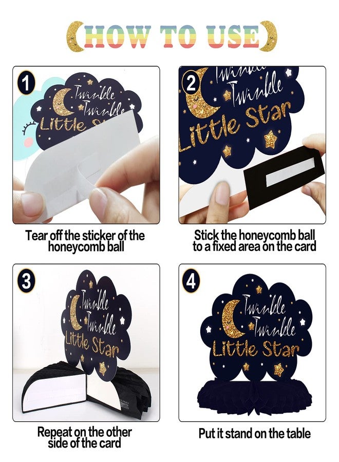 LINGTEER قطعة مركزية على شكل قرص العسل على الطاولة من LINGTEER Twinkle Twinkle Little Star - Cheers to Baby Shower First Birthday Welcome Little One Party Table Decors Sign - Boy. - Image 3