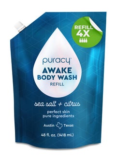 puracy Puracy Body Wash Refill, Natural Body Wash, 98.6% Pure Plant Ingredients, Moisturizing Shower Gel for Women Men Kids, Body Soap for Dry Sensitive Skin Gently Scented with Citrus & Sea Salt, 48 Oz 