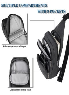 OIWAS Sling Bag For Men, Small Crossbody Bag Mens Sling Backpack Lightweight Shoulder Bag Travel Hiking Daypack Women Black  - Image 2