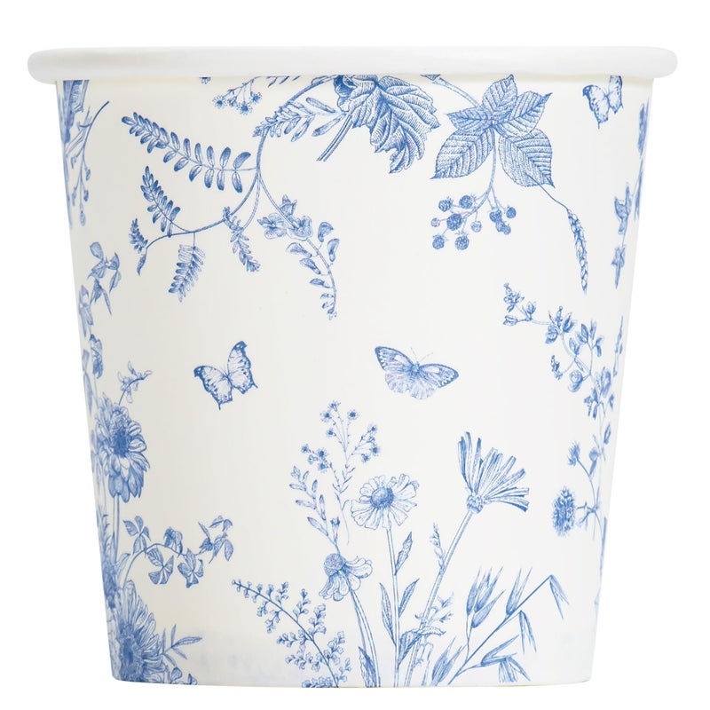 Crisky 150 Pack Paper Bathroom Cups 3oz Disposable Elegant Design Blue Floral Small Mouthwash Hot/Cold Beverage Coffee Dessert for Birthday Parties Home-use Picnics Ceremonies - Image 1