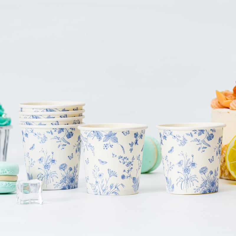 Crisky 150 Pack Paper Bathroom Cups 3oz Disposable Elegant Design Blue Floral Small Mouthwash Hot/Cold Beverage Coffee Dessert for Birthday Parties Home-use Picnics Ceremonies - Image 5